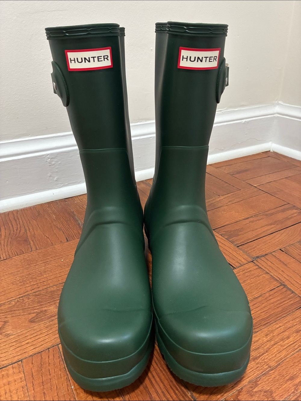 Hunter Forest Green Mid-Calf Rain Boots (Men’s original short)